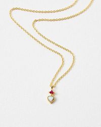 Oliver Bonas - Varda Opalite Heart Charm Gold Plated Pendant Necklace - Lyst