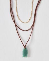 Oliver Bonas - Florice Fish Pendant Triple Row Cord Necklace - Lyst