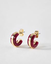 Oliver Bonas - Emilia Red & Tone Resin Hoop Earrings - Lyst