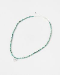 Oliver Bonas - Hestia Beaded Turquoise Silver Heart Pendant Necklace - Lyst