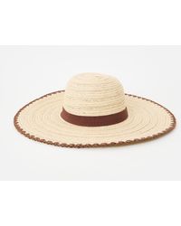Oliver Bonas - Natural & Brown Whipstitch Edge Floppy Hat - Lyst