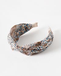 Oliver Bonas - Damise Blue Leopard Print Twisted Knot Headband - Lyst