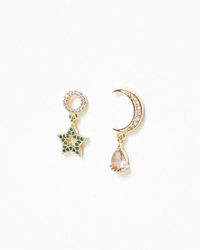 Oliver Bonas - Celestial Star & Moon Drop Stud Earrings - Lyst