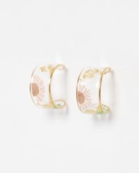 Oliver Bonas - Kendall Dried Flower Clear Gold Hoop Earrings - Lyst