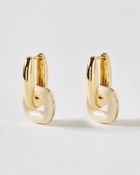 Oliver Bonas - Indie Gold Tone & Enamel Drop Hoop Earrings - Lyst