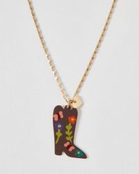 Oliver Bonas - Frankie Floral Cowboy Boot Pendant Necklace - Lyst
