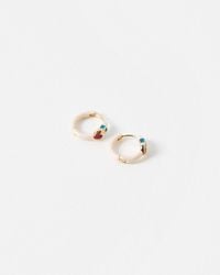 Oliver Bonas - Ciara Mini Heart Enamel Huggie Earrings - Lyst