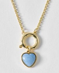Oliver Bonas - Liza Blue Resin Heart Pendant Chain Necklace - Lyst