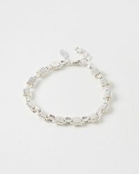 Oliver Bonas - Meri Textured Chunky Silver Chain Bracelet - Lyst