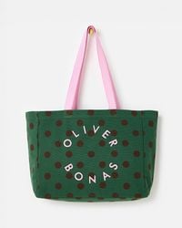 Oliver Bonas - & Brown Polka Dot Logo Fabric Tote Shopper Bag - Lyst