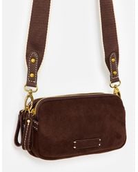Oliver Bonas - Naha Chocolate Faux Suede Crossbody Bag - Lyst