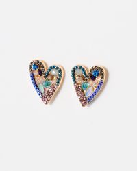 Oliver Bonas - Becca Stone Cluster Statement Heart Earrings - Lyst