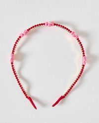 Oliver Bonas - Cicely & Pink Flower Beaded Wavy Headband - Lyst