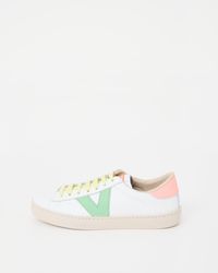 Victoria - Berlin White & Neon Leather Trainers, Size Uk 3 - Lyst