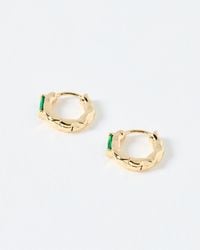 Oliver Bonas - Gal Baguette Gold Tone Huggie Earrings - Lyst