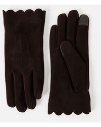 Oliver Bonas - Dark Suede Leather Gloves - Lyst