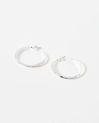 Oliver Bonas - Tansy Textured Silver Hoop Earrings - Lyst
