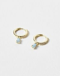Oliver Bonas - Pavati Inlay Hoop & Stone Drop Hoop Earrings - Lyst