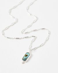 Oliver Bonas - Alys Oval Paua Shell Silver Pendant Necklace - Lyst