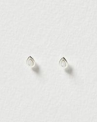 Oliver Bonas - Zosia White Mother Of Pearl & Silver Stud Earrings - Lyst