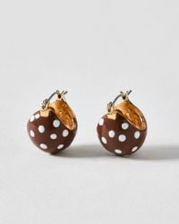 Oliver Bonas - Penny & White Polka Dot Enamel Hoop Earrings - Lyst