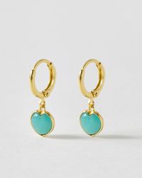 Oliver Bonas - Sorcha Amazonite Inlay Heart Charm Hoop Drop Earrings - Lyst