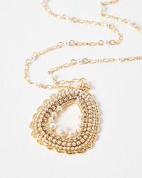 Oliver Bonas - Jayla Faux Pearl Gold Tone Pendant Statement Necklace - Lyst