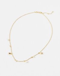 Oliver Bonas - Tulip & Freshwater Pearl Gold Plated Long Necklace - Lyst
