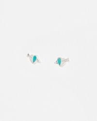 Oliver Bonas - Amor Turquoise Heart & Arrow Silver Stud Earrings - Lyst