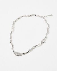 Oliver Bonas - Pavati Molten Metal & Faux Pearl Short Necklace - Lyst