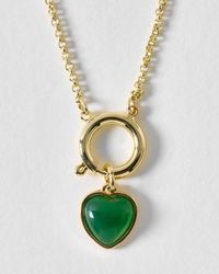 Oliver Bonas - Liza Green Resin Heart Pendant Chain Necklace - Lyst