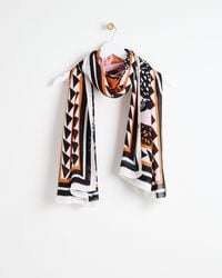 Oliver Bonas - Orange & Black Lightweight Leopard Print Scarf - Lyst