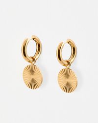 Oliver Bonas - Maya Tone Waterproof Disc Drop Hoop Earrings - Lyst