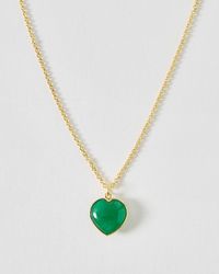 Oliver Bonas - Sorcha Jade Inlay Heart Charm Pendant Necklace - Lyst
