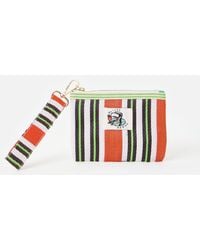 Oliver Bonas - Sia Orange & Green Striped Zipped Pouch - Lyst