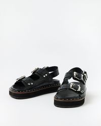 ASRA - Sami Croc Leather Double Buckle Sandals, Size Uk 3 - Lyst