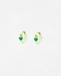 Oliver Bonas - Ciara Heart Enamel Huggie Earrings - Lyst