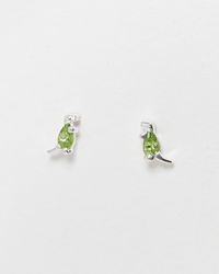 Oliver Bonas - Tyra T-rex Peridot Silver Stud Earrings - Lyst
