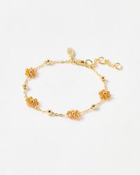 Oliver Bonas - Rosa Beaded Flower Chain Bracelet - Lyst