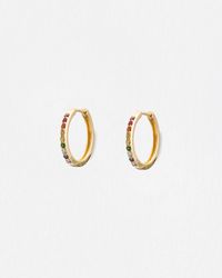 Oliver Bonas - Rainbow Stone Large Hoop Earrings - Lyst
