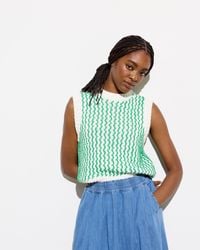 Oliver Bonas - White & Embroidered Striped Textured Knitted Vest, Size 6 - Lyst