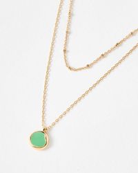 Oliver Bonas - Emir Green Enamel Drop Double Row Layered Necklace - Lyst