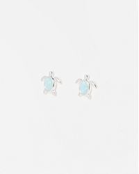 Oliver Bonas - Terry Turtle Sterling Silver Opalite Stud Earrings - Lyst