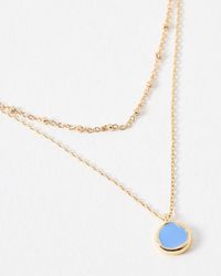 Oliver Bonas - Emir Blue Enamel Drop Layered Necklace - Lyst