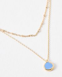 Oliver Bonas - Emir Blue Enamel Drop Layered Necklace - Lyst