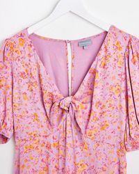 Oliver Bonas - Floral Print Lilac Midi Dress - Lyst