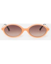 Oliver Bonas - Peach & Gold Tone Metal Oval Sunglasses - Lyst