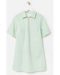 Oliver Bonas - & White Striped Denim Half Zip Mini Dress, Size 10 - Lyst