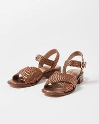 Oliver Bonas - Crossover Bronze Heeled Leather Sandals - Lyst