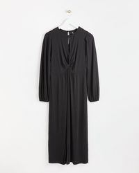 Oliver Bonas - Twist Front Black Jersey Midi Dress, Size 6 - Lyst